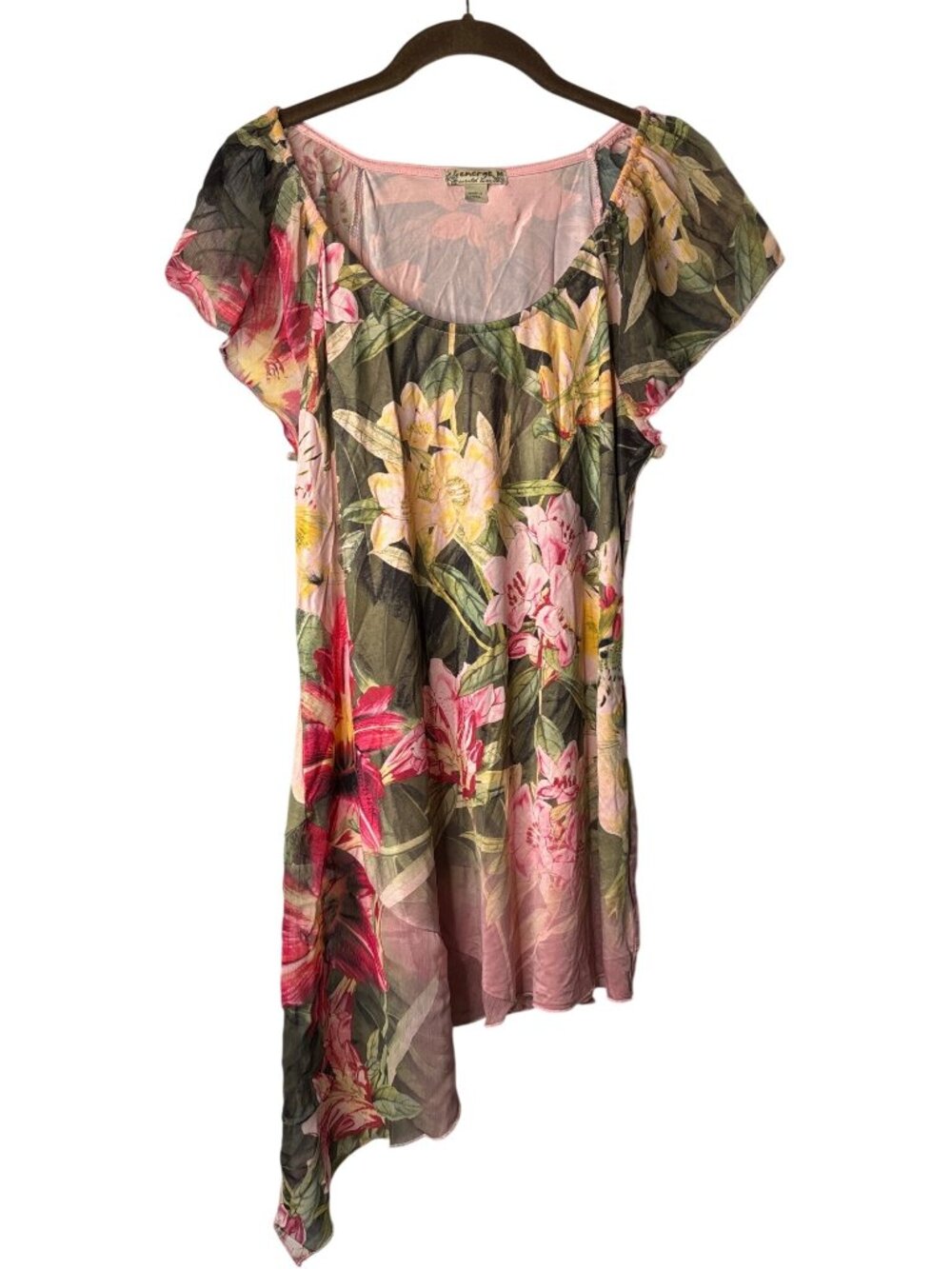 Energe World Wear Blouse Top M Asymmetrical Floral Vintage Y2K Forest Fairy